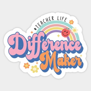 Difference Maker, Teacher Life Graphic Design, Rainbow Pastel Colors Teacher Sticker